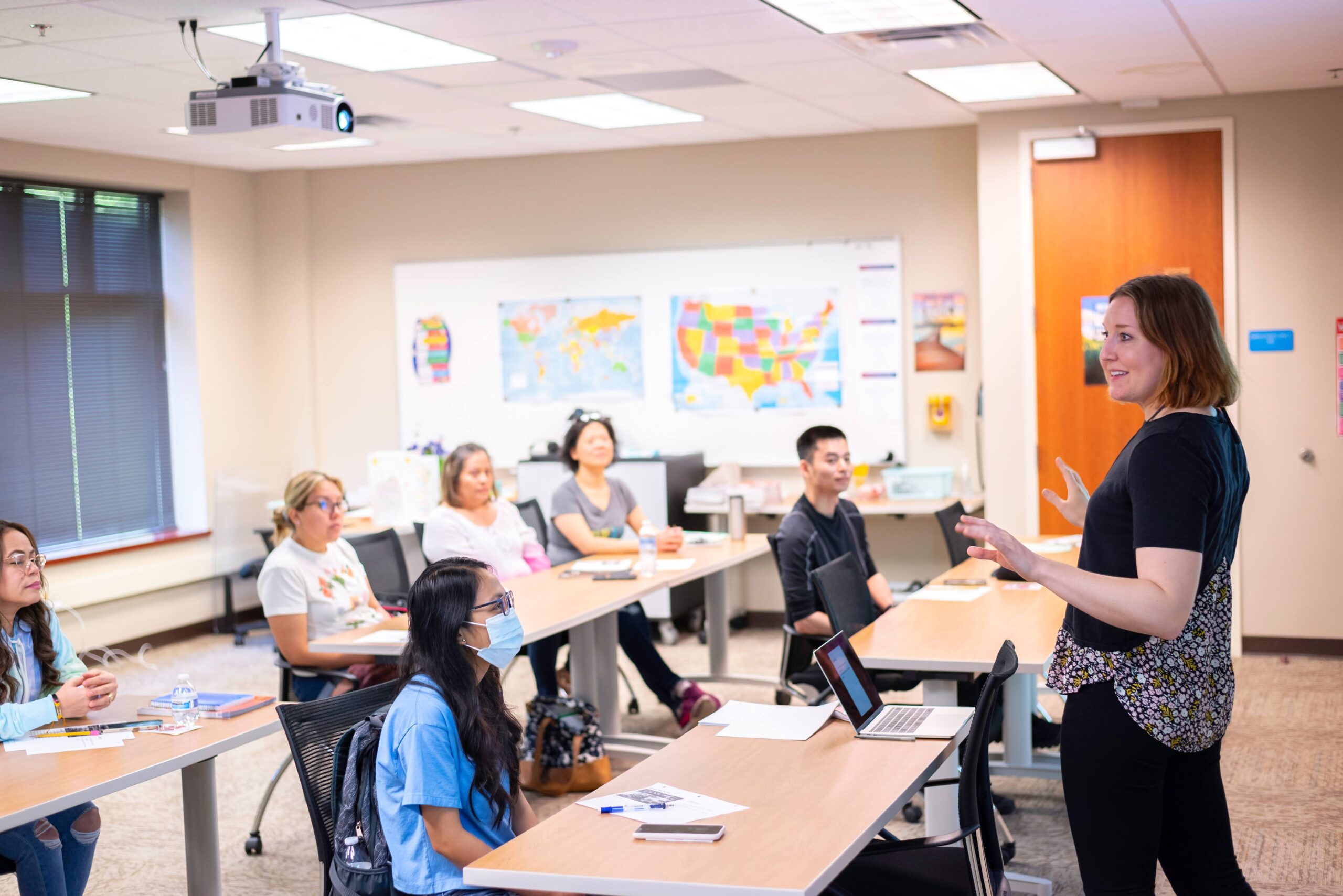 Teacher in front of classroom