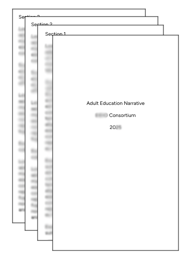 Stack of pages representing an Adult Education Narrative