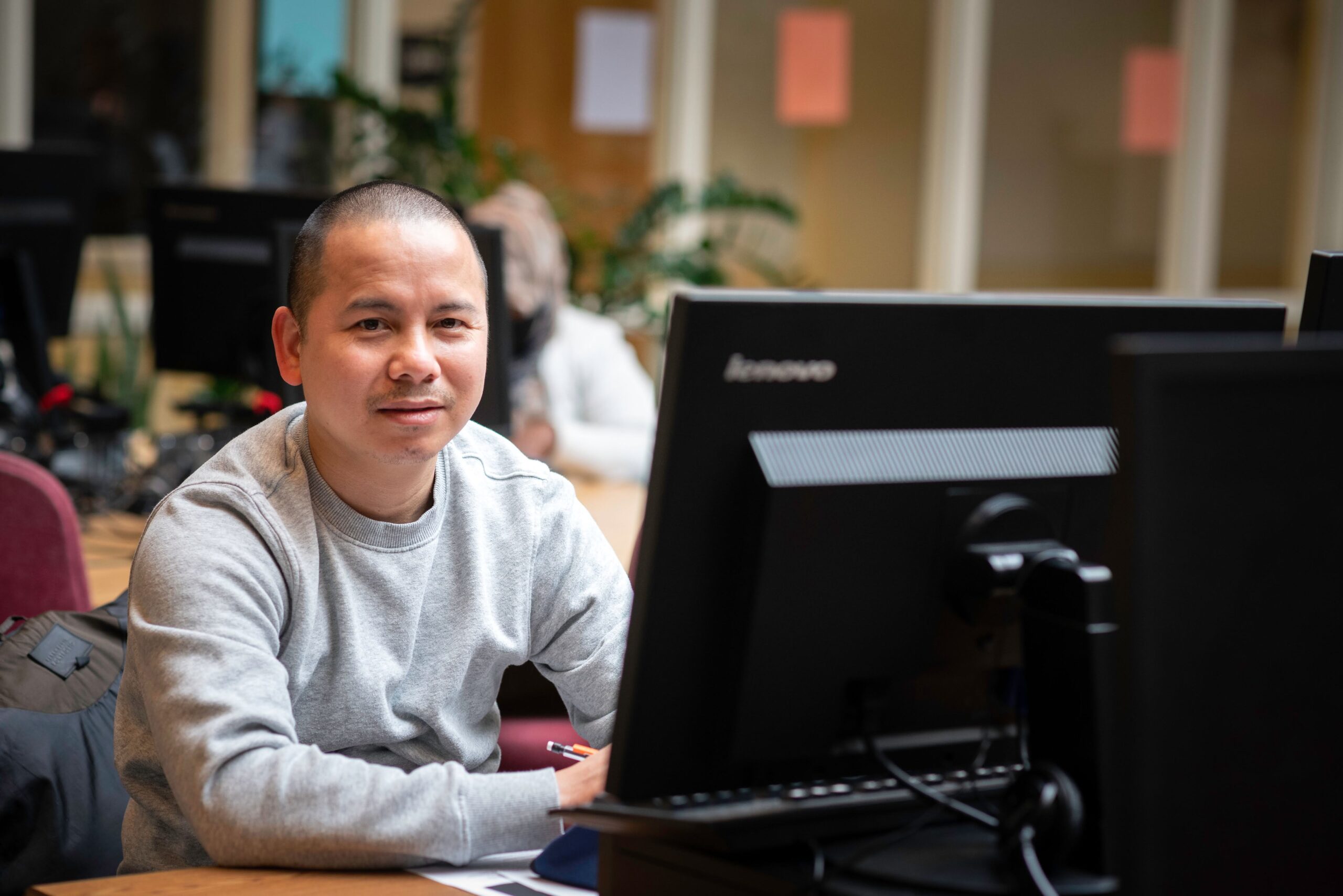 Student at computer