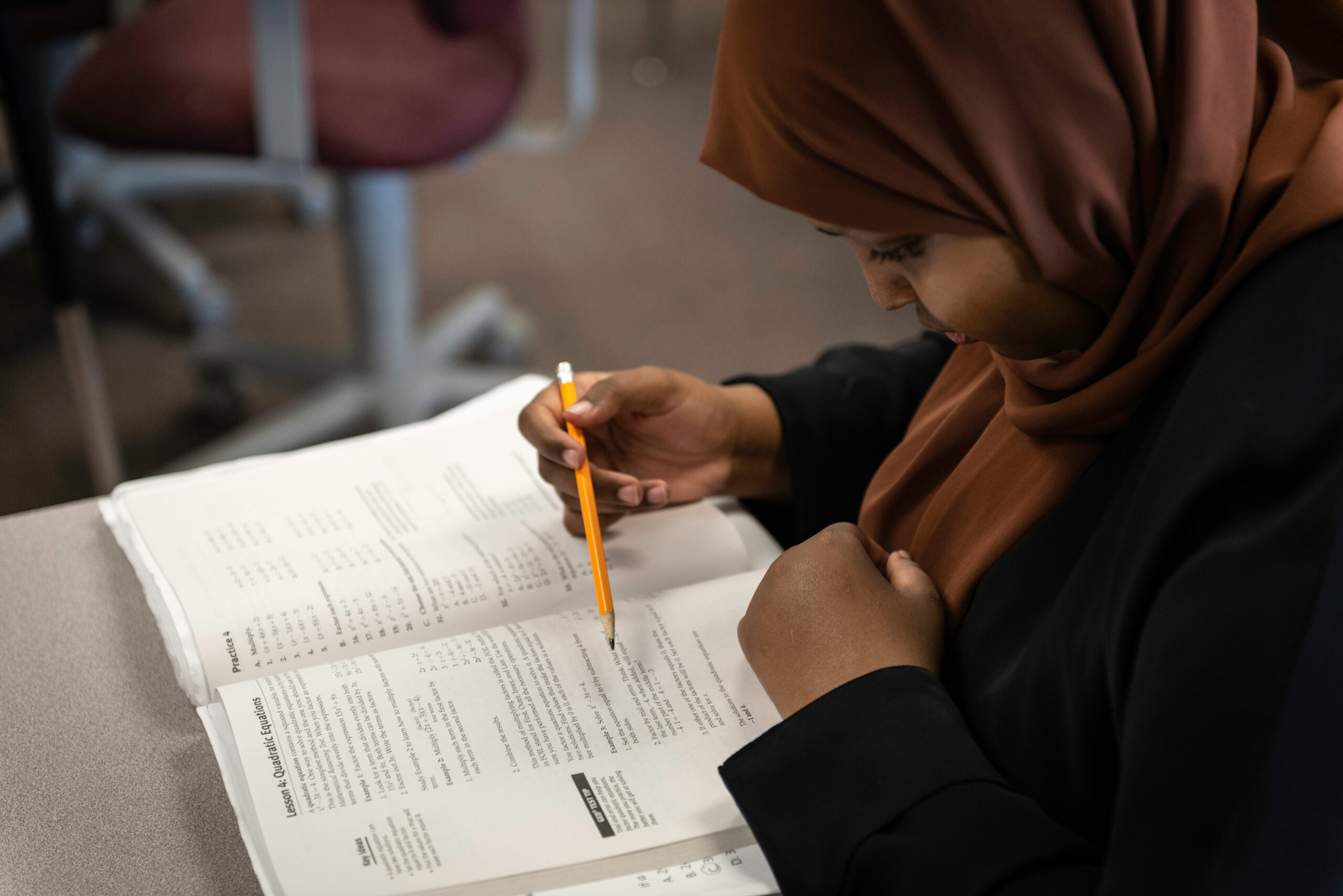 Student working in workbook